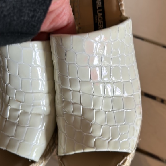 KARL LAGERFELD white espadrilles wedge sandals size 6 - Picture 9 of 10